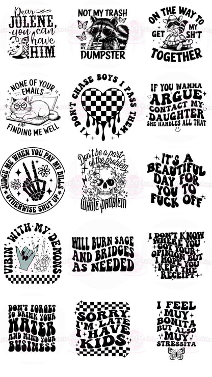 Sarcastic/Adult +18 Freshie- Choose your image