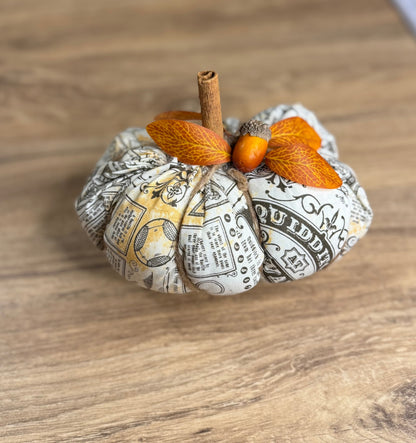 Large Hand-Stitched Fabric Pumpkins